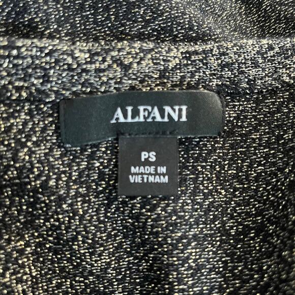 Alfani Black Gold Metallic Knit Colorblock Asymmetrical Sweater Petite Small NWT - Picture 4 of 14